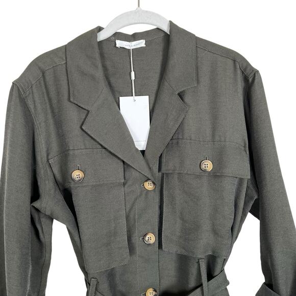 Anine Bing Kaiden Utility Mini Shirt Dress in Willow Green Women's XS NWT - Picture 7 of 12